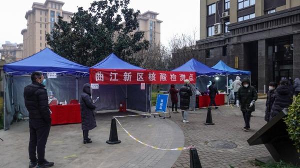 西安曲江新区核酸检测(图片来源:STR/AFP via Getty Images)