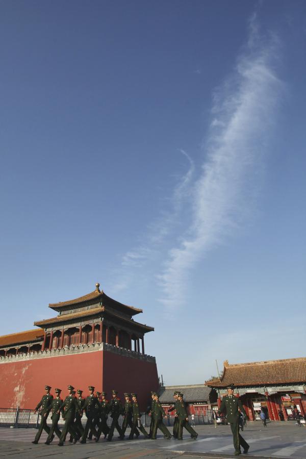 在北京紫禁城执勤的武警(Feng Li/Getty Images)