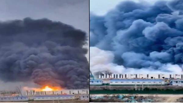 12月2日下午,江苏省徐州市经开区一百亿项目厂房发生火灾,造成5死2伤。(图片来源:视频截图)