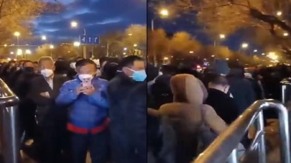 北京国家信访局周遭聚集大批访民。(图片来源:视频截图)