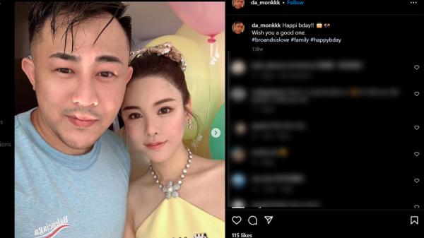 蔡天凤在生日派对上和大伯合影。(图片来源:邝港杰IG)