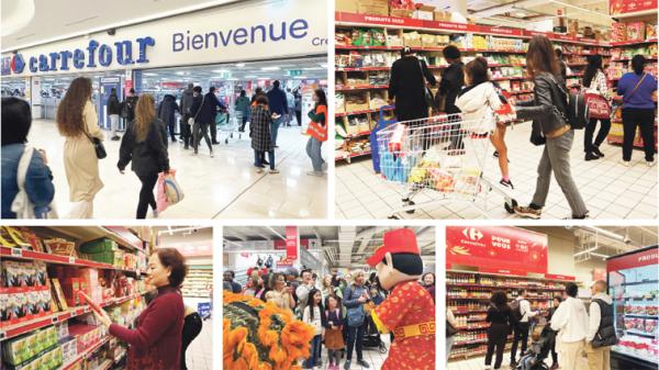 当日家乐福超市的客人络绎不绝。(摄影:看中国/林莲怡)