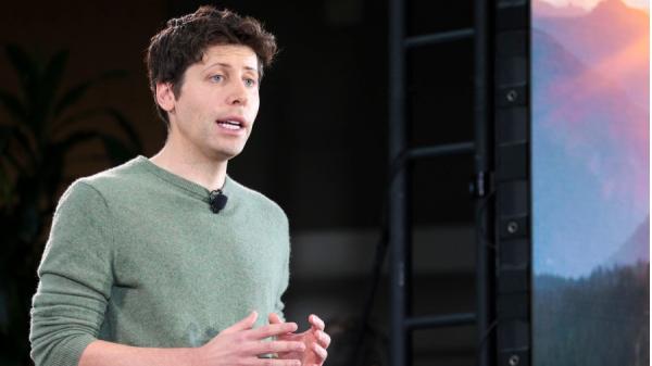 2023年2月7日,OpenAI 首席执行官阿特曼(Sam Altman)在华盛顿雷德蒙德的 Microsoft宣布为Bing集成ChatGPT的主题演讲中发表讲话。(图片来源:Jason Redmond/AFP via Getty Images)