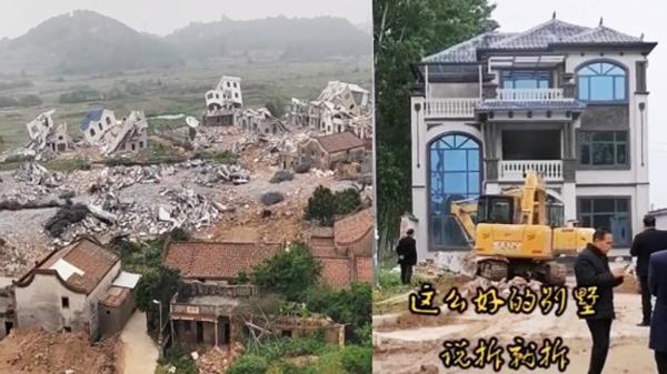 大片民房被农管毁掉。