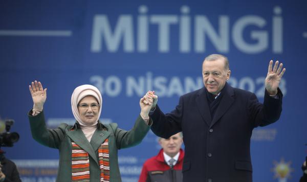埃尔多安在安卡拉的土耳其总统竞选集会上。(Yavuz Ozden/dia miages/Getty Images)