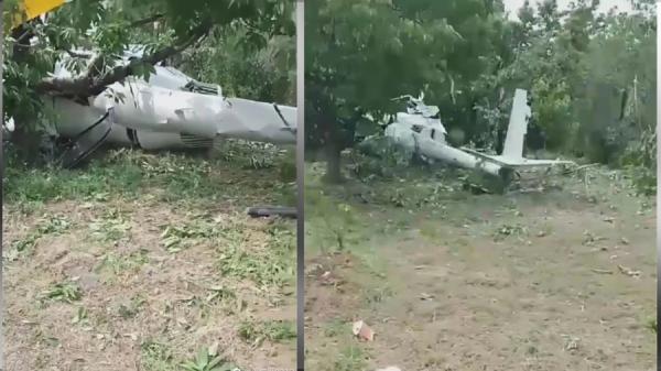 5月3日,西安一景区一架白色直升机坠落,三死一伤(图源:微博)