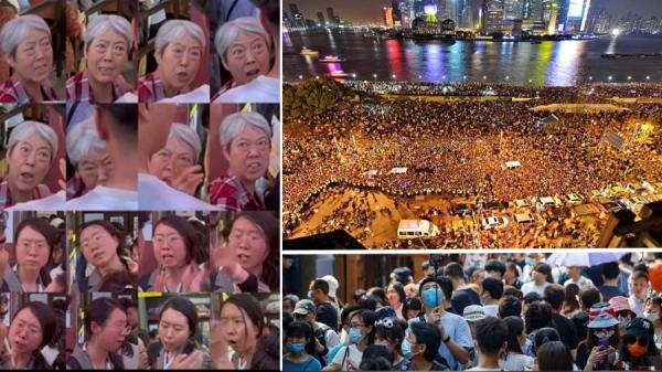 两母女插队后凶人,五一假期外滩人满为患,成都宽巷子人挤人。(图源:网络图片合成)