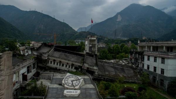 四川汶川大地震纪念碑。(图片来源:Getty Images)