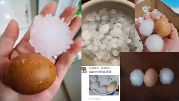 不同大小的冰雹 (图片来源: 网络图片)