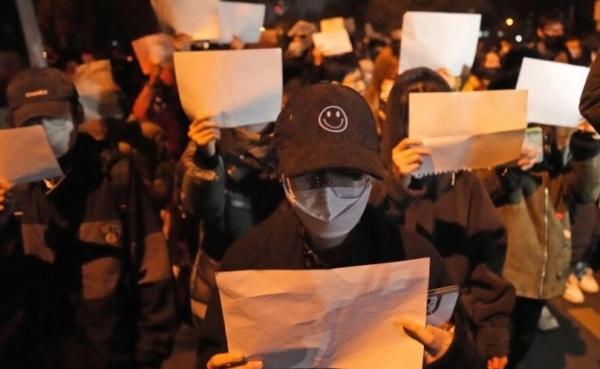 去年11月北京的街头抗议活动。(图片来源:翻拍)