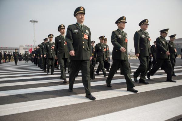 在北京参加两会的军方代表(FRED DUFOUR/AFP via Getty Images)