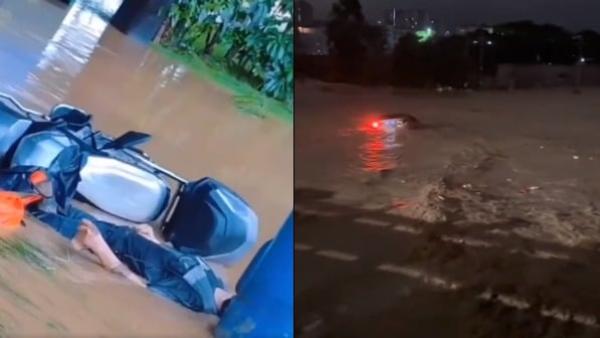 受台风 “ 海葵 ” 影响,福州洪灾惨重,传多人连车被冲走。(图片来源:视频截图)