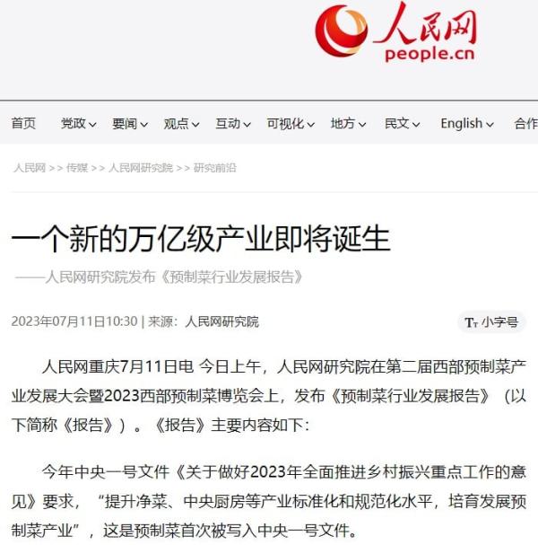 官媒人民网文章。(图片来源:网路截图)