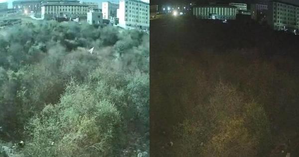 8日凌晨2时40分左右,原本漆黑的天空突然被耀眼强光照亮,一时间整片天空亮如白昼。(图片来源:微博截图)
