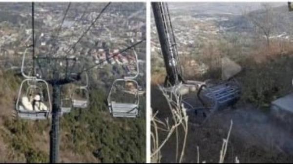 北京香山公园缆车掉落。(图片来源:网路截图)