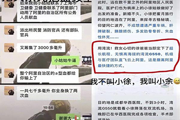 网传西藏阿里全体公务员为一女子献血的聊天记录截图