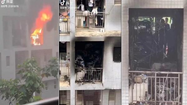 河南方城县一小学学生宿舍突发火灾。(图片来源:网路截图)