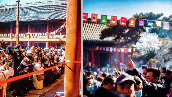 各地拜佛人群涌动,也同时放映出人们对当局的失望。(图片来源:网络截图)