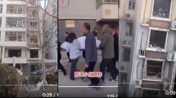 河北邢台一居民楼发生大爆炸。(图片来源:视频截图)