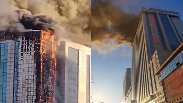 河北涿州市医院发生3月7日发生火灾。(图片来源:视频截图)