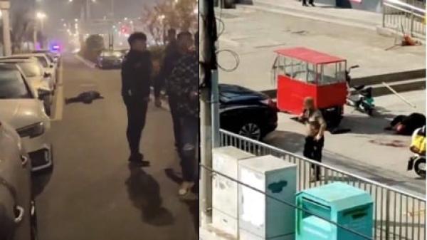 苏州发生枪击案有人倒地,徐州男子砍倒3人后自刎。(图片来源:网络截图)