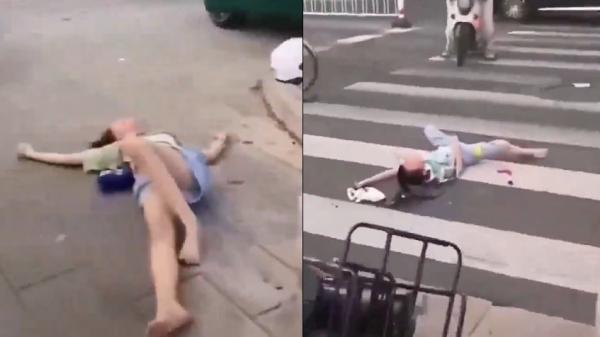 河南周口太康县发生恶性故意撞人事件,多人倒地。(图片来源:视频截图)