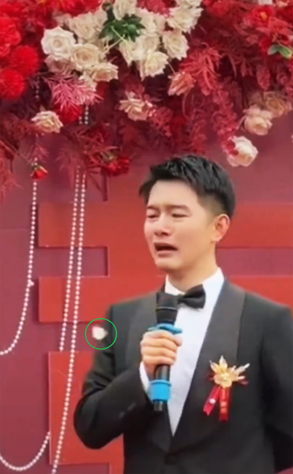 一只白色蝴蝶飞到新郎身边,新郎当众嚎啕大哭。