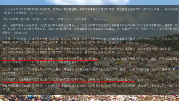 新华社特稿《改革家习近平》中的习氏改革。(图片来源:网络截图)