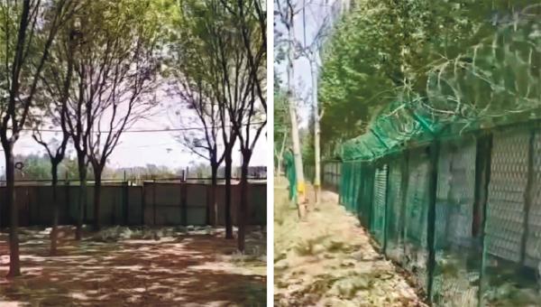 在北京大兴与河北廊坊的省界上修建的的隔离墙。(视频截图)