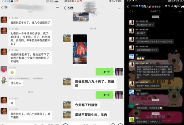 “ 阳谷发现八九十例了,炭疽病 ”。(图片来源:网路截图)