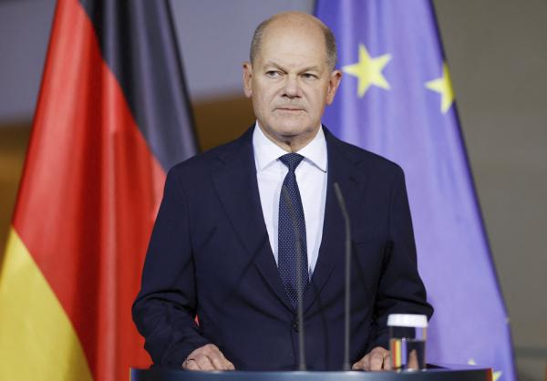11月6日,德国总理肖尔茨在联合执政委员会会议后召开新闻发布会。(ODD ANDERSEN/AFP via Getty Images)