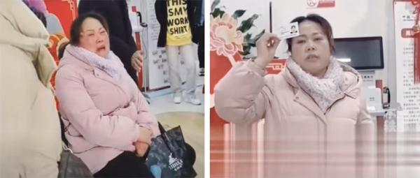 左图:河南信阳一女子哭诉,她在银行存款取不出来。右图:该女子实名举报。