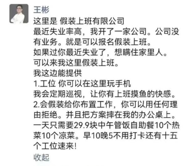 “假装上班有限公司”的招聘通知。