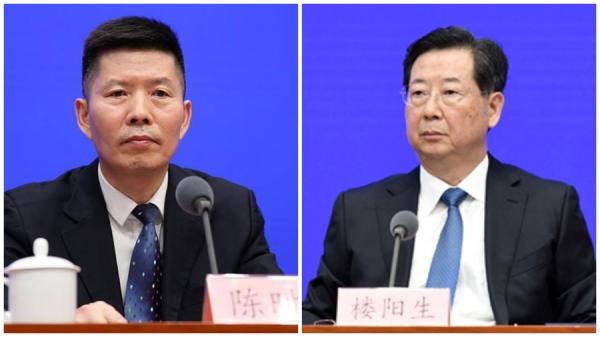 “之江新军”前河南省委书记楼阳生（右）与中共国家药品监督管理局前党组成员、副局长陈时飞（左）。（看中国合成图）