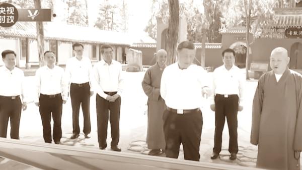 习近平到洛阳的白马寺和龙门石窟考察。(视频截图)