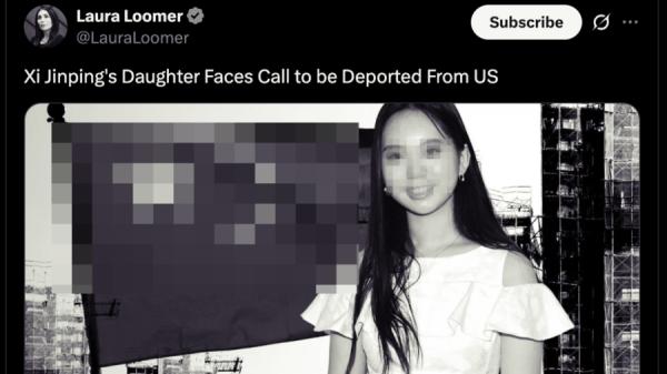 美国保守派记者劳拉.卢默(Laura Loomer)日前在社媒发文呼吁川普总统驱逐习近平女儿习明泽。(视频截图)