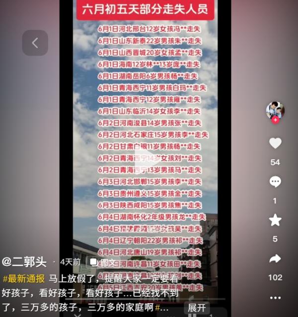名单中年龄最大的22岁,最小的才6岁。