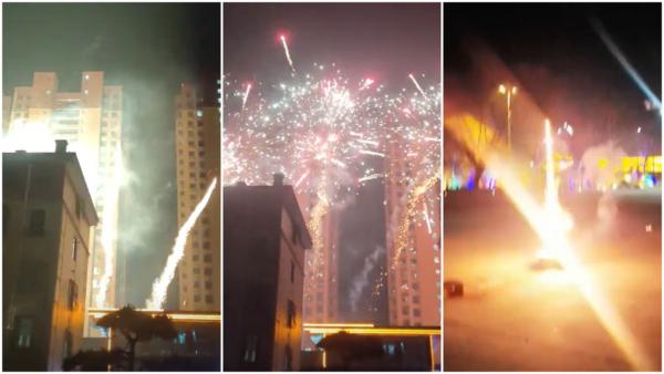 齐河县放烟花庆祝齐河县委书记孙修炜落马。（图片来源：视频截图）