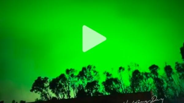 9月3日北京阅兵日,海南三亚惊现绿色等多种颜色的天空。(图片来源:抖音截图)