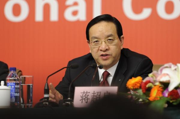 2012年11月11日,时任中国农业银行董事长、党委书记的蒋超良在北京出席中共十八大记者会。(图片来源:Getty Images)