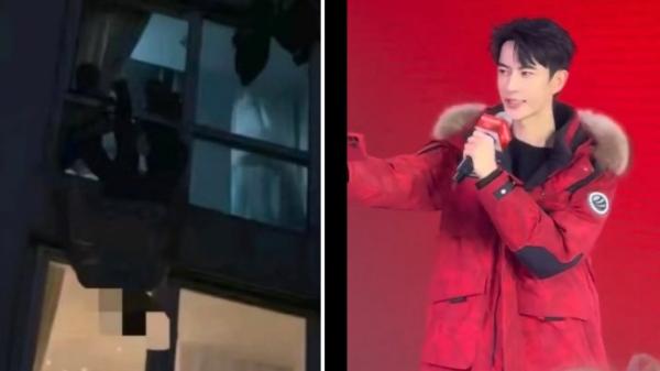 网传照片显示,疑似有两个人将于朦胧从窗户扔下。(图片来源: 网络图片 )