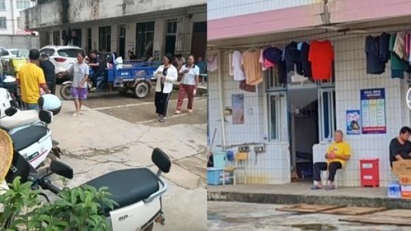 住在横州临时安置点的灾民。(图片来源:视频截图)