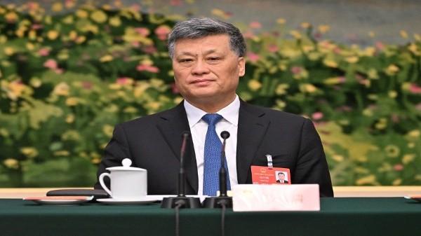 2025年3月7日，时任新疆党委书记马兴瑞在北京人民大会堂出席全国人民代表大会新疆代表团会议。（图片来源：ADEK BERRY/AFP via Getty Images）
