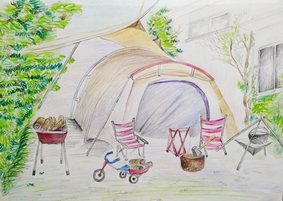 日男一家住在自家院子搭建的帐篷里。(配图:清玉/看中国)